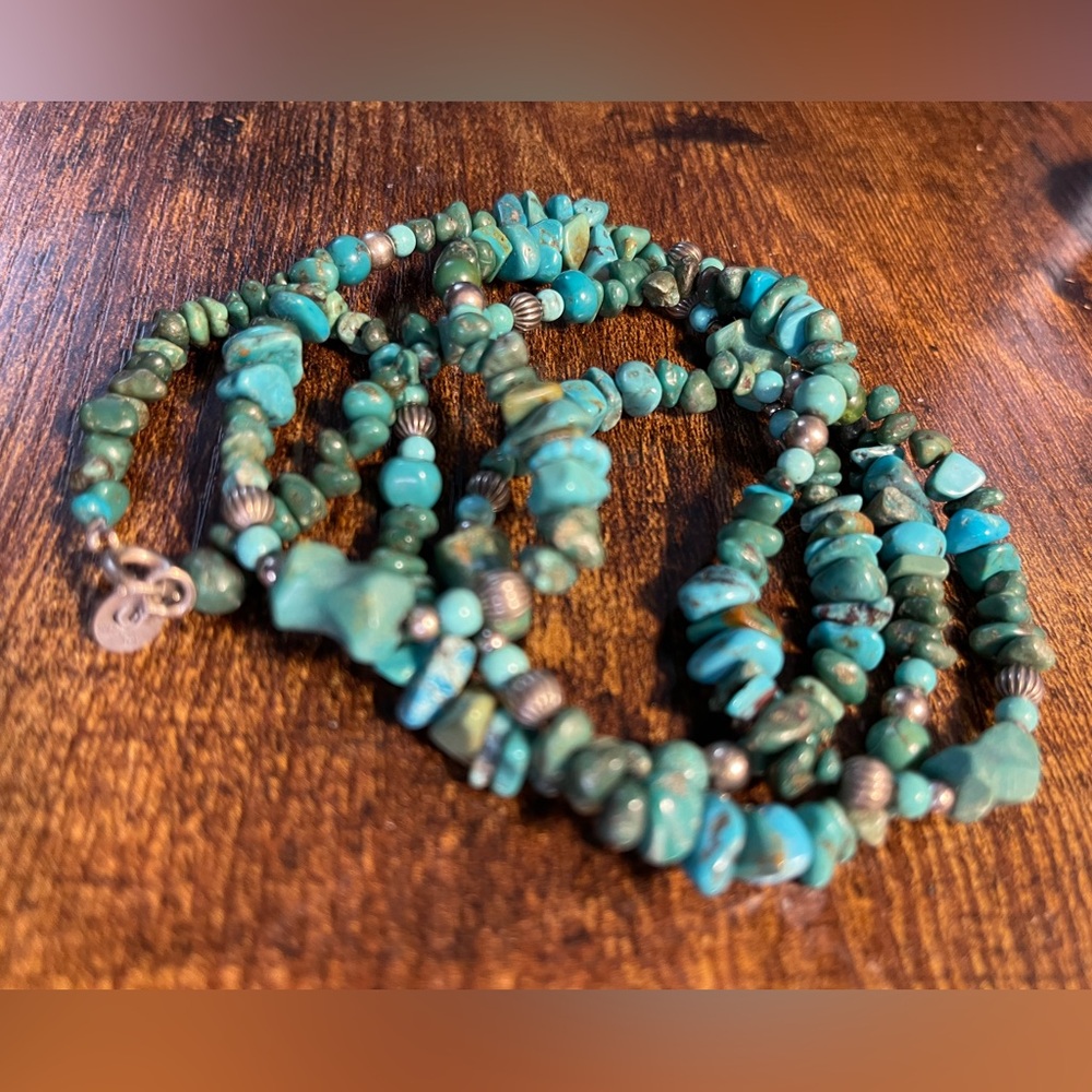 Vintage CAROLYN POLLACK Turquoise Necklace Sterling 36”
